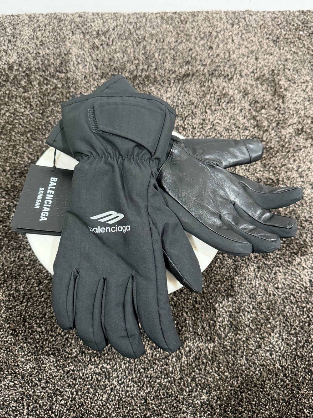 Balenciaga 3B Sports Icon Nylon Leather Black SkiWear Gloves